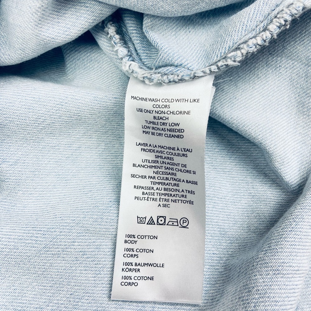 Free People Light Wash Blue Oversized Button-Down Shirt - Picture 14 of 15